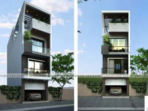 Mẫu Thiết kế nhà liền kề 4 tầng đẹp hiện đại LK424