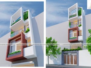 Mẫu Thiết kế nhà liền kề 4 tầng đẹp hiện đại LK420
