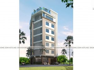 Mẫu Thiết kế nhà văn phòng đẹp 7 tầng LK715